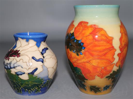 Sally Tuffin for Dennis Chinaworks. Two floral vases, no.22 and no.8